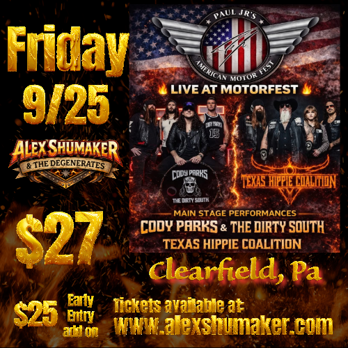Cody Parks & The Dirty Sound & Texas Hippie Coalition with guest Alex Shumaker & The Degenerates CLEARFIELD FAIR GROUNDS, Clearfield, Pa